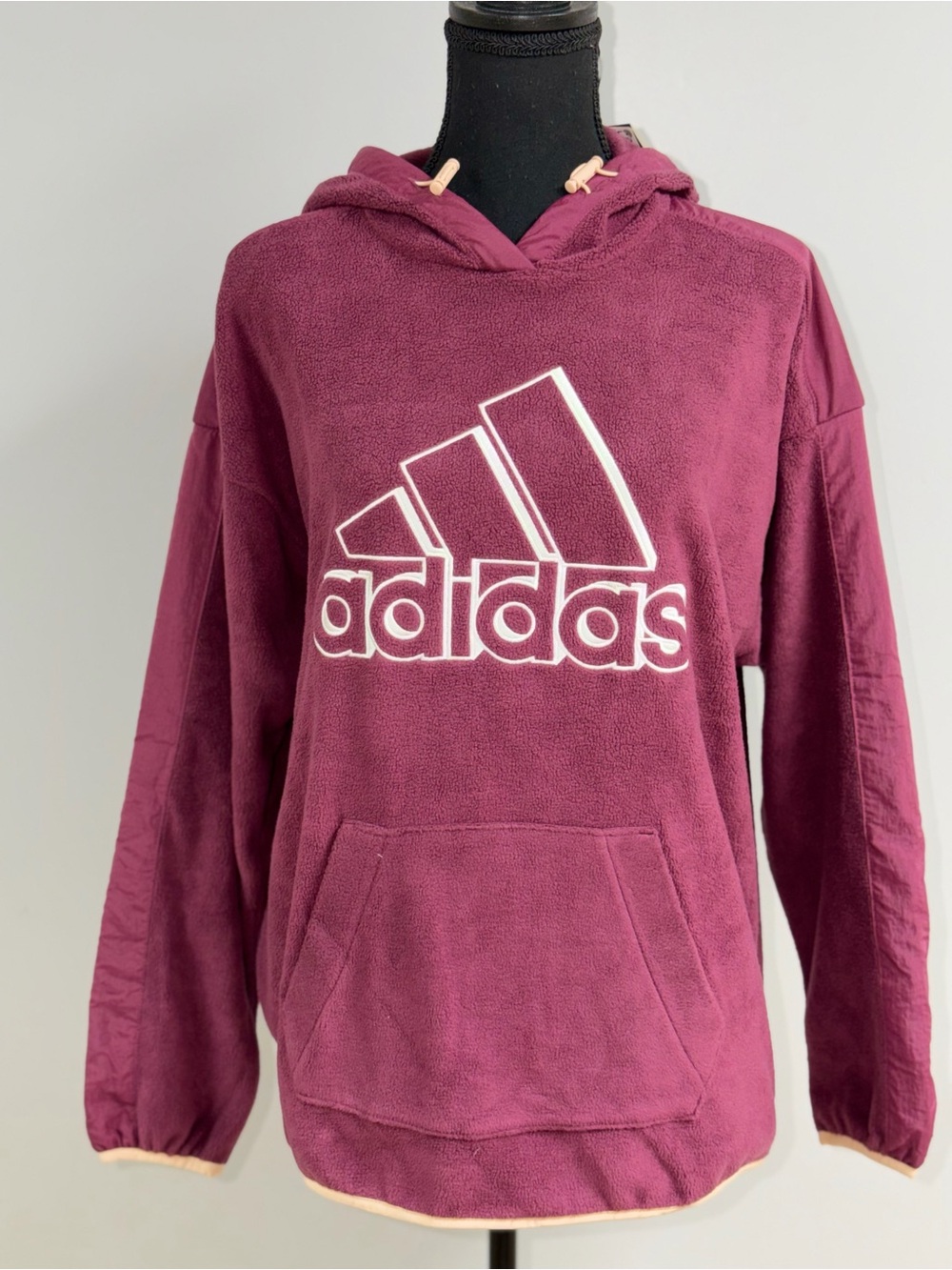 NWT Adidas Q4 Brand Love Polar Fleece Hoodie Burgundy Women’s Size Small